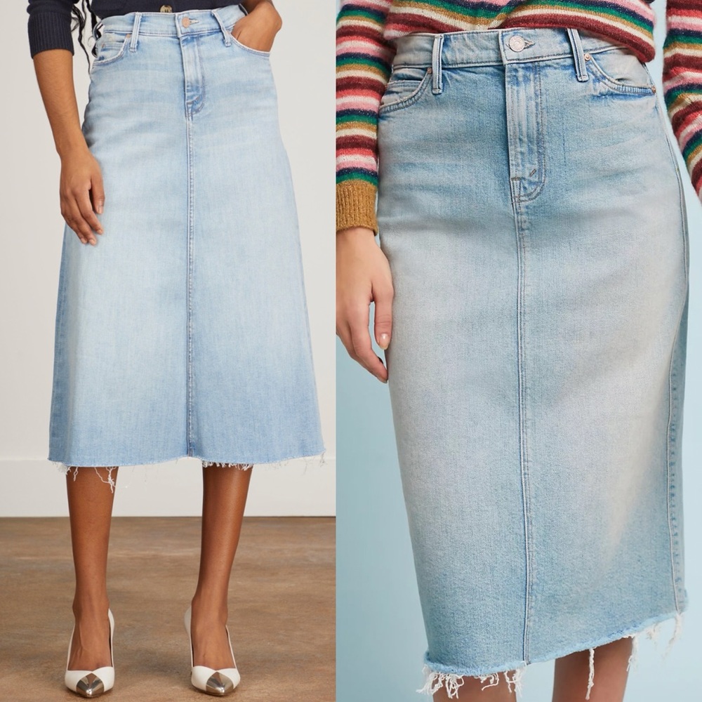 MOTHER Light Blue Denim Midi Skirt
